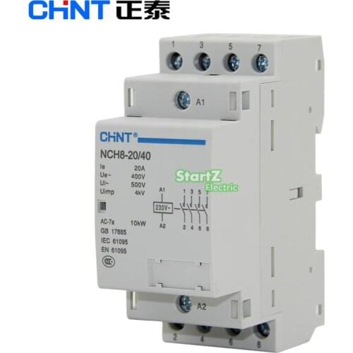 CHNT NCH8-20/22 20A 400V 2NO 2NC Din rail Household AC Contactor