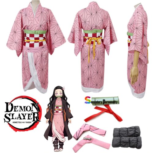 Kimetsu No Yaiba Demon Slayer Kids Cosplay Costume Halloween Carnival Gorgeous Funny Costume Nezuko Kids Wear