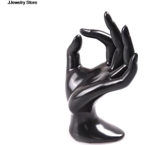 1pc Lady Mannequin Ok Shaped Stand Hand Black Velvet Ring Bracelet Necklace Chain Watch Display Holder Stand 17.5 x 11x 7.5 cm
