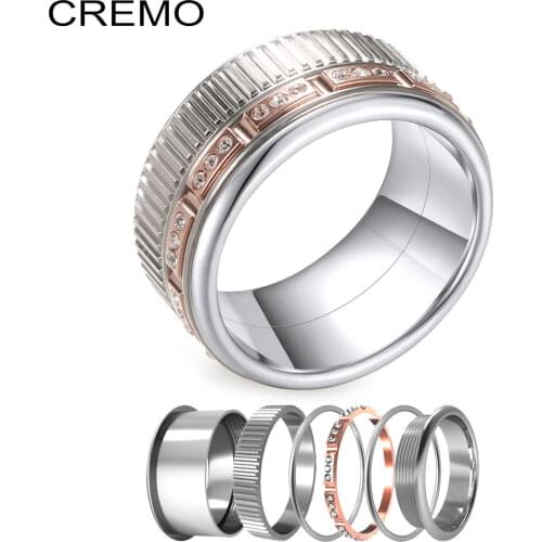 Cremo Stainless Steel Finger Ring Wheel Combination Rings Rotatable Interchangeable Accessories Jewelry Gift Ring