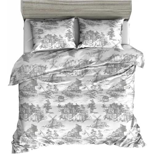 Maki Touile Gray Double Double Quilt Cover And 2 Pillow Case Set 374173853