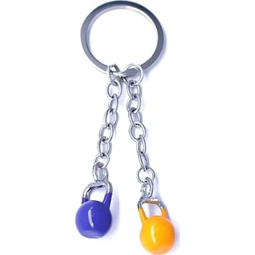 Alloy Metal Craft Painted Color Kettlebells Pendant Long Chain Key Chains Fit Gym Charm Key Rings
