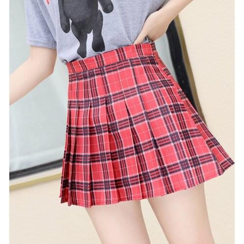 Mini Skirt Women Preppy Style Plaid Skirts High Waist Chic Student Pleated Skirt Harajuku Uniforms Girls Teens Dance Lady Skirt