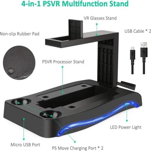 For PS4 VR Four In One Multi Function Handle Bracket Game Handle Charger Base With USB Charging Cable#g3
