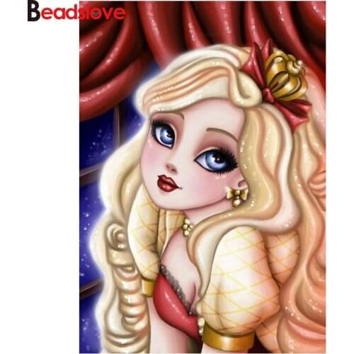 Cartoon princess with big eyes diamond painting square cross stitch round diamond embroidery rhinestone mosaic cute girl