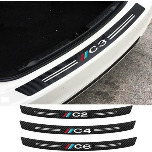 Mutips Carbon Fiber Car Rear Bumper Protection Sticker Logo Cover Accessories Interior Automobile For Citroen C1 C2 C3 C4 C5 C6