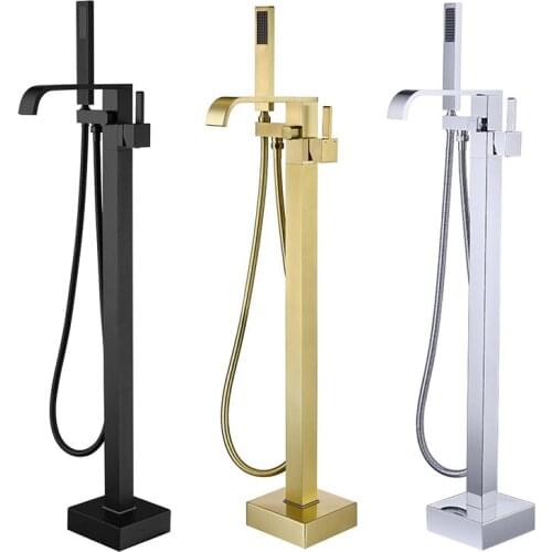 Waterfall Floor Standing Bathtub Faucet Hot Cold Mixer Crane Bathroom Faucet Taps Rotatable Spout Faucet Shower Faucet Tap