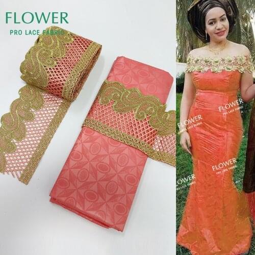 Peach Vintage Guipure Ribbon For Crafts And Bazin Riche Fabric Traditional Wedding Women Sewing Clothing Bazin Riche Gextczer