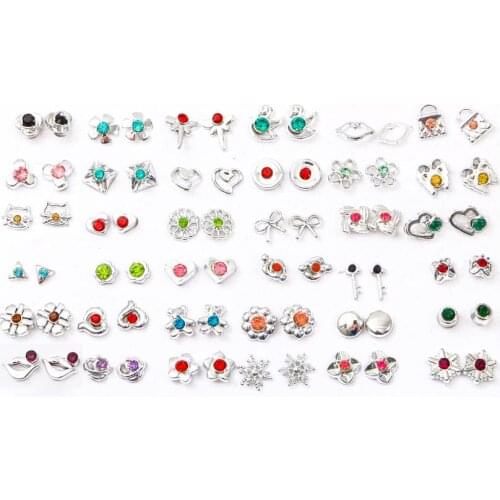 36Pairs/Set Multi-style Colorful Flower Geometric Acrylic Rhinestone Plastic Stud Earrings Set For Women Girls Plastic Earrings