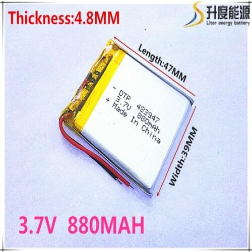 Polymer battery 880 mah 3.7 V 483947 smart home MP3 speakers Li-ion battery for dvr,GPS,mp3,mp4,cell phone,speaker