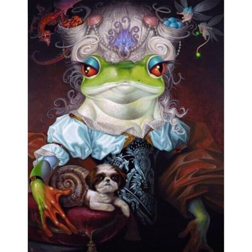 Sale Diy Diamond Painting Full Square round Diamond Embroidery fashion frog dog Mosaic Rhinestone animal home DecorationZP-2637