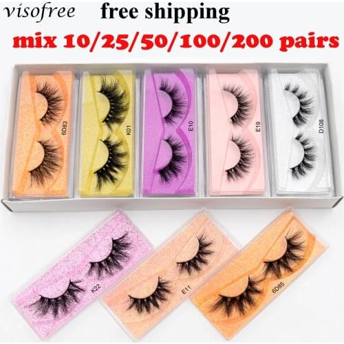 Wholesale Eyelashes 10-100 pcs Visofree 3D Mink Lashes Natural Mink Eyelashes Wholesale False Eyelashes Makeup False Lashes Bulk