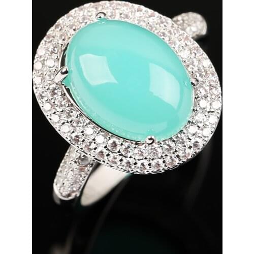 Luxury Oval Moonstone Rings for Women Wedding Party Jewelry Accessories Girl Fashion Crystal Finger Ring Engagement Jewelry