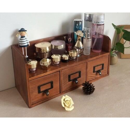Solid wooden European-style table storage cabinet Jewelry finishing drawer induction box dressing tabletop cosmetics rack