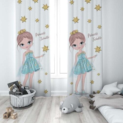 Curtains Children 3D Printed Decorative Items Home Childrens Room White Princess Swinkle Model 229
