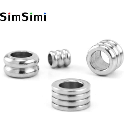 Simsimi Tyre Bead Slide Spacer For Diy Making Necklace Bracelets Polish Beads Stainless Steel Column Form Wholesale 100p