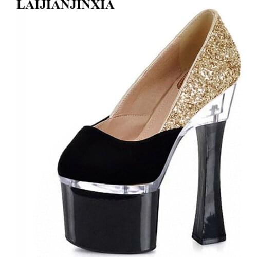 LAIJIANJINXIA 2018 Sexy Women 18cm High Heels Pole Dancing Pumps Platform Shoes Night Club Wedding Party Dress Dance Shoes