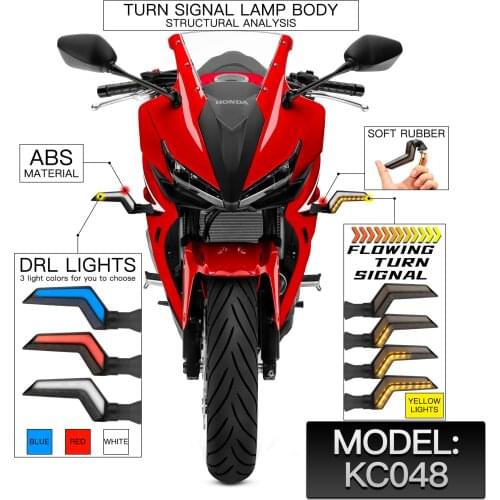 Universal Motorcycle LED Turn Signals Lights Wing-shape flowing 12V DRL Moto Flasher Tail Brake Bulbs 2pcs/set