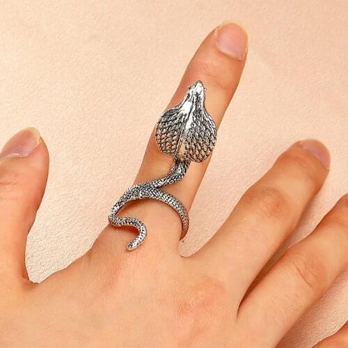 Vintage Exaggerated Snake Shaped Opening Ring Creative Gold Silver Color Animal Ring Accessories Punk Hip Hop Party Jewelry