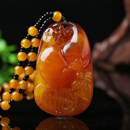Vintage Ethnic Style Amber Color Resin Pendant Necklace Men Women Party Casual Choker Beads Rope Sweater Chain Luck Jewelry Gift