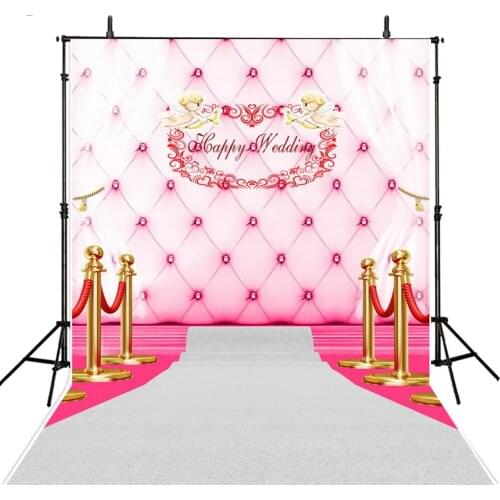 TR Pink Headboard Vinyl Backdrop for Photography White Curtain Stage Photo Background Newborn Princess Birthday Studio Backdrops