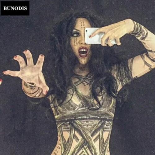 ZD038 Mummy Black 3D Printed Sexy Jumpsuit DJ Singer Dancer Costume Nightclub Party Performance Stage Wear Halloween Clothing