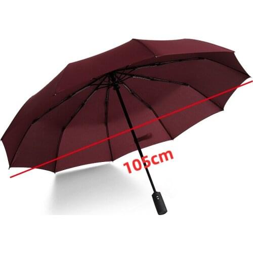 Ten Bones Fully Automatic Umbrella Folding Men Women Business Umbrella Dual Use Korea Windproof Tri-fold Umbrella