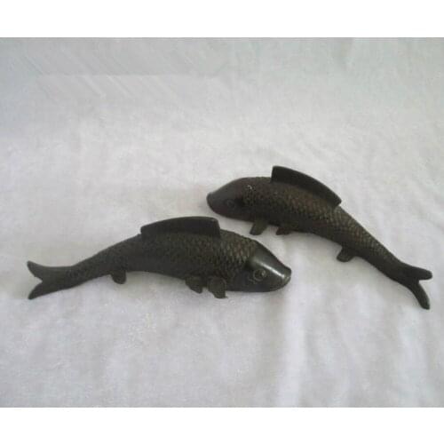 1 Pair Metal Fish Sculpture,Chinese Antique Statue ,Living room statue for Desk decoration animals figurines