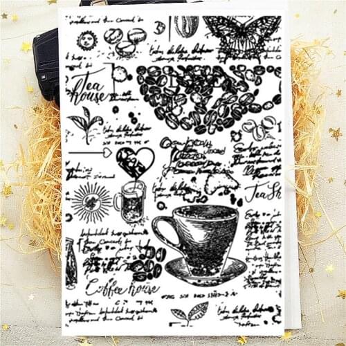 20Pcs 11*16CM Coffee Words Transparent Clear Stamp Silicone Stamp/Seal DIY Scrapbooking/Photo Album Stamp Sheets Bulk Deals