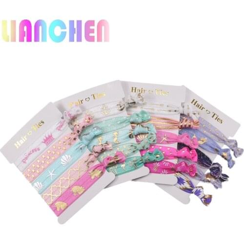 30 card/ lot , 5/8" FOE Unicorn horn summer knotted headbands elastic hair bands hair accessories headwear