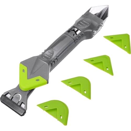 5 in 1 Green Silicone Sealant Remover Tool Kit Reusable Scraper Caulking Mould Removal Set Floor Finishing Cleaner Hand Tool