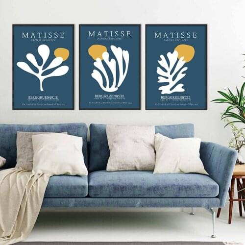 Abstract Matisse Blue Coral Leaves Wall Art Canvas Painting French Posters And Prints Decorative Pictures For Living Room Decor