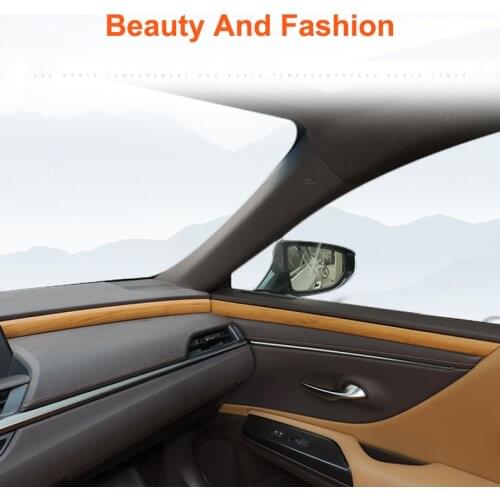 QHCP Car Dashboard Strip Door Inner Panel Sticker Trims Wood Interior Accessory Carbon Fiber Style For Lexus ES200 260 300H 2018
