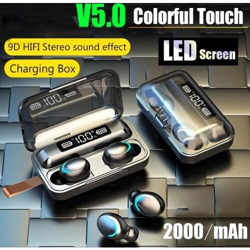 TWS Bluetooth Earphones LED Display Charging Box Wireless Headphone 9D Stereo Sports Waterproof Earbuds Headsets With Microphone