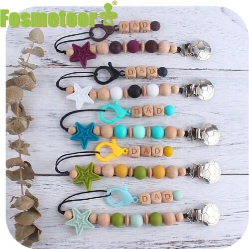Fosmeteor Five-Pointed Star Pacifier Chain Iron Clip Food Grade Chew Silicone Beads Infant Pacifier Chain And Lobster Clasp