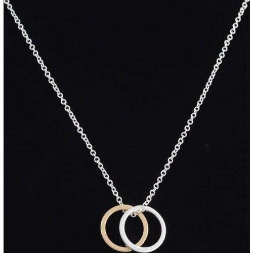 10Pcs/lot New Fashion Wholesale Simple Double Circles Pendant Necklaces for Women Best Friends Necklace Wedding Jewelry