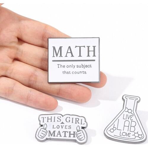 Black And White Letter Square Brooch Chemical Medicine, Geometric, Like Cartoon Image Alloy Pin Simple Lapel Badge Jewelry Gift