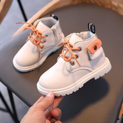 Childrens Single Shoes for Girls Boys Martin Boots 2021 Autumn New Baby Toddler Shoes Leather Short Boots PU 21-30 All-match