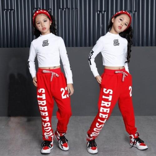 Kids Hip Hop Dance Costume for Girls Jazz Clothing Cropped Sweatshirt Top Shirt Jogger Pants Ballroom Dancing Clothes Streetwear