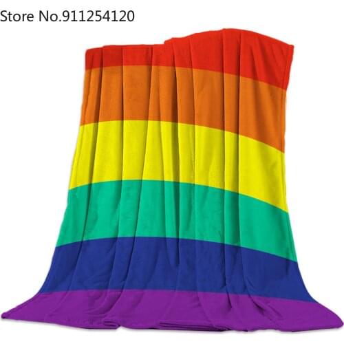 Flannel Blankets Colorful Stripe Pride Rainbow Blanket Cushion Warm Throws on Sofa Bed Home Bedspread Travel Fleece Blanket