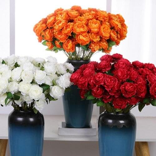 New Style Artificial Flower Multi-use Bright-colored Faux Silk Flower Simulation Rose Display for Gifts Wedding Desktop Decor