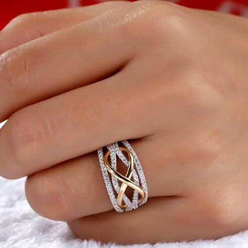 New Design Forever Love Wedding Rings Women Silver Color Copper with AAA Crystal Stones Infinity Endless Charm Finger Jewelry