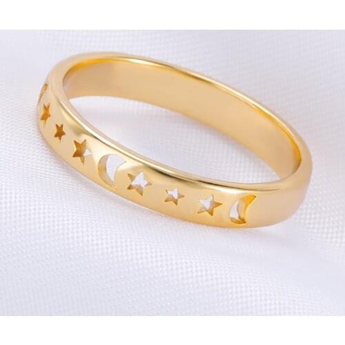 Thin Ring Stainless Steel Moon & Star Rings For Women Simple Jewelry 2021 Anillos Mujer