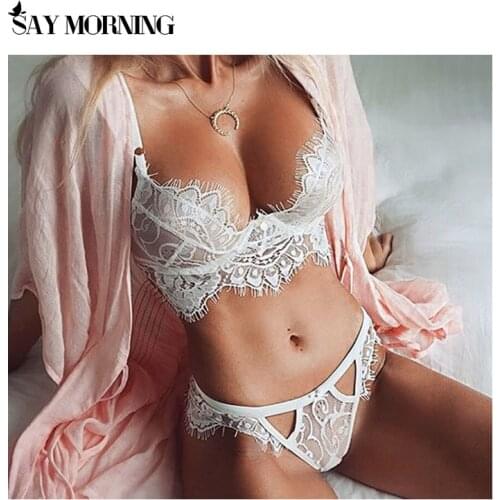 SAY MORNING New Lace Women Intimates Ultrathin Hollowing out Sexy Bra & Brief Sets Sexy Lingerie Set