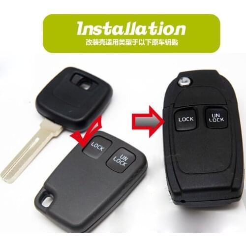 2 Button Modified Folding Flip Remote Key Shell For Volvo S40 S60 S80 V40 V70 C70 XC60 XC90 Fob Key Case 2PCS/lot