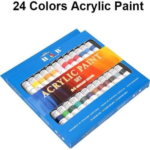Peinture Acrylique 12ml Acrylic Color Paints Set 24 Colors Quick Dryling Water Soluble Acrylic Paints