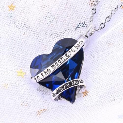 Cremation Jewelry Urn Necklace for Ashes I Love You to The Moon and Back Memorial Pendant Birthstone Jewelry