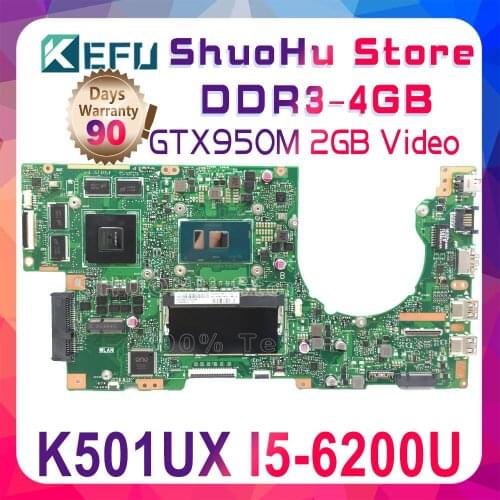 KEFU K501UX For ASUS K501UB K501UX K501U K501UW A501UX Laptop Motherboard I5-6200U GTX950M Tested 100% work original Mainboard