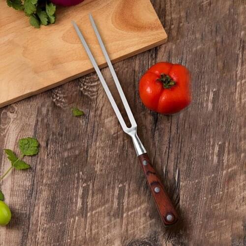 Excellent Grilling Fork Labor-saving Rust-proof Barbecue Fork Stainless Steel Thickened BBQ Skewers Fork Supplies for Home