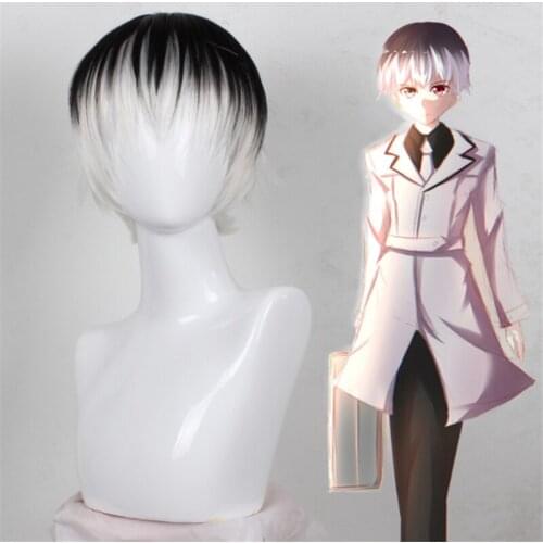 Kaneki Ken Sasaki Wig Black White Gradient Hair Wig Anime Tokyo Ghoul Cosplay Hair Synthetic Cosplay Wig 30cm